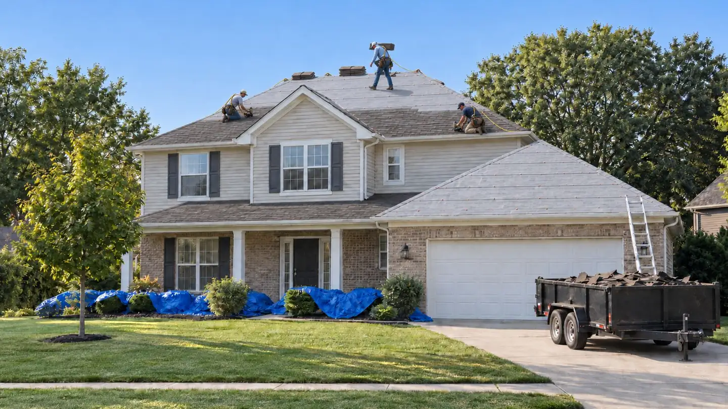 New shingles going on from the eaves up